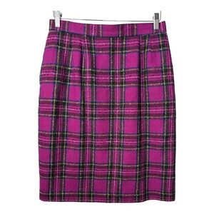 Vintage Norton McNaughton Plaid Skirt Preppy Purple Wool Blend Pencil Size‎ 12